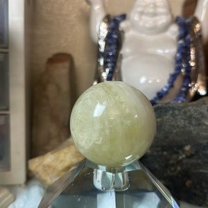 262 g yellowtail w calcite sphere quartz crystal stone  57.39mm